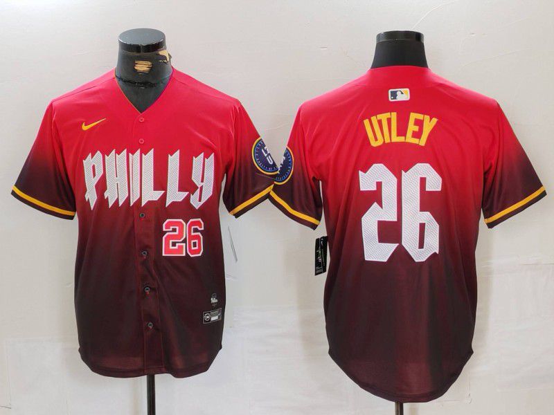 Men Philadelphia Phillies #26 Utley Red City Edition 2024 Nike MLB Jersey style 2->philadelphia phillies->MLB Jersey